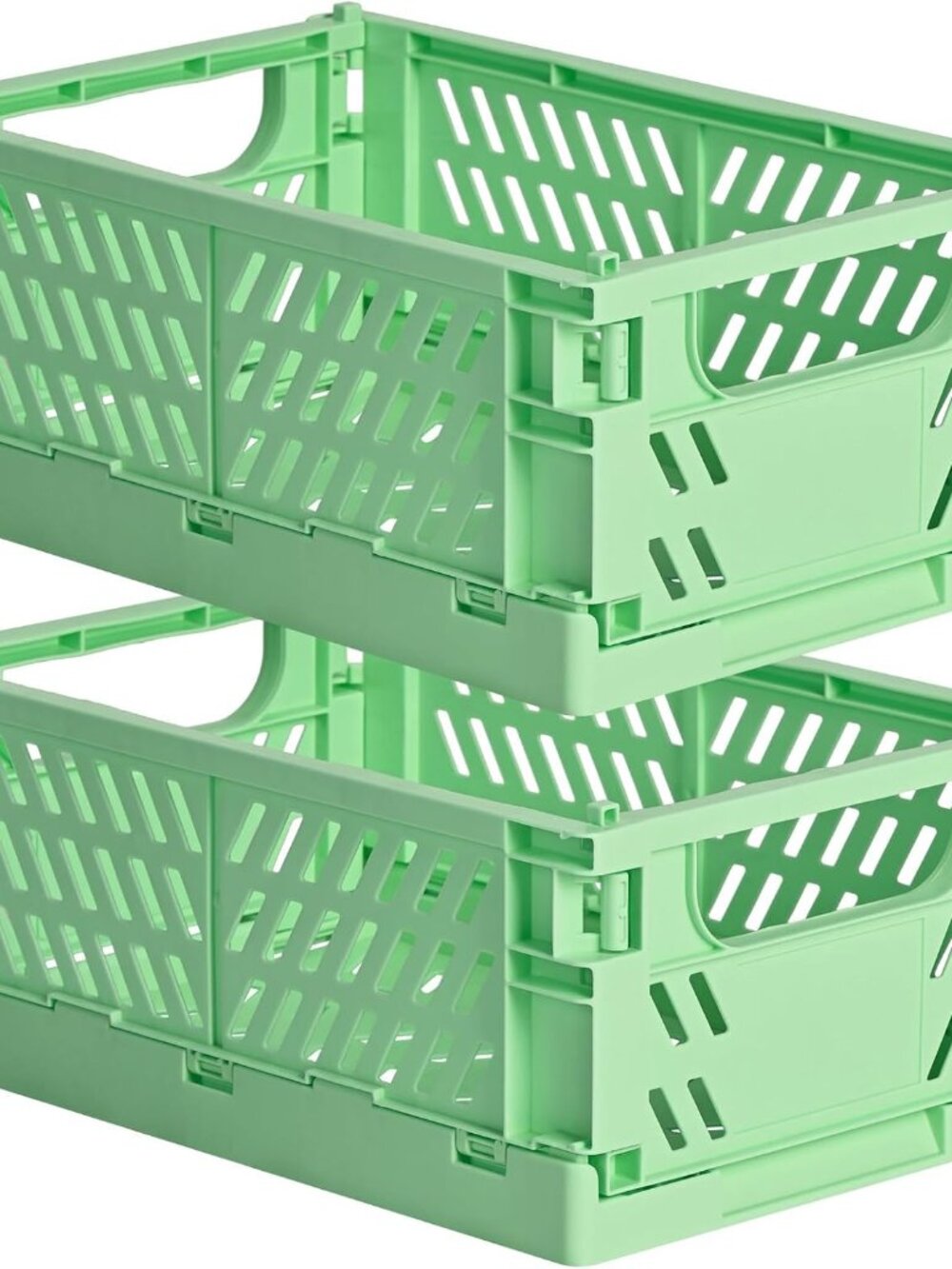2-Pack Collapsible Plastic Storage Baskets, Green, 9.8"x6.5"x3.8"